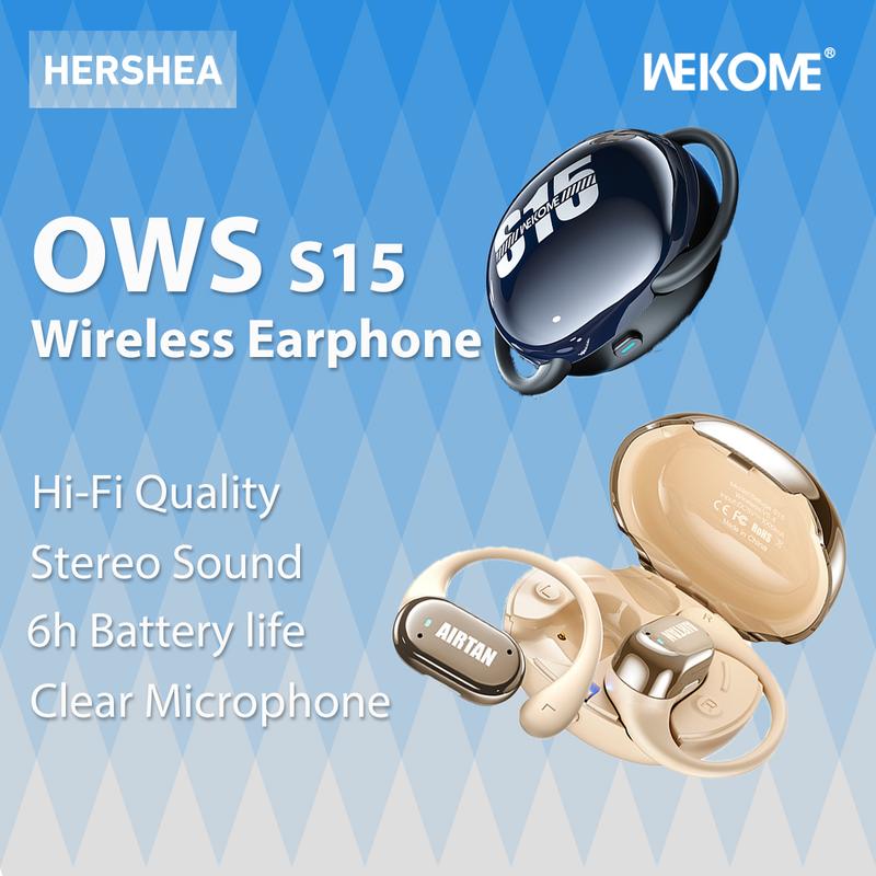 Tai nghe không dây Bluetooth , OWS S15, Gọi HD, trợ lý giọng nói,  Điều khiển âm lượng, Độ trễ thấp, Thời gian chơi 18 H, Hộp sạc 300mAh,Thời gian chờ Pin 160 ngày, TWS Earphone cho iPhone 16 15 14 13 pro max Samsung Xiaomi Redmi Vivo Oppo Oneplus