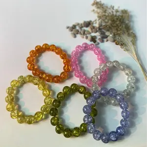 Gelang Kristal CRACK Batu Alam 6 warna Manik-Manik Fashion Aksesories Unik Trending 10mm