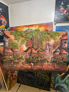 Lukisan kanvas pasar bali