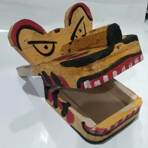 BISA COD mainan anak barongan kayu mulut bisa buka tutup sangat lucu warna kuning merah