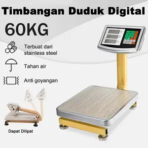 Timbangan Digital 60kg - Timbangan Duduk/Lantai Portable dengan Display Besar, Akurat untuk Barang & Usaha