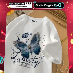 Hub T-Shirt Lengan Pendek Baju Kaos Oversize Wanita Baju | Motif Liberty The Butterfly Under The Sun | Korean Style Bahan  Cotton