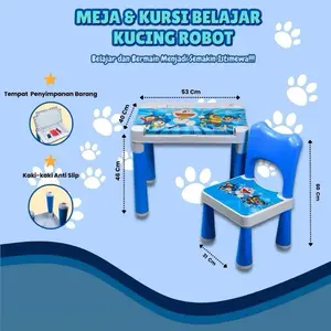 [BS] Meja Belajar Dan Kursi Set Anak Karakter / Meja Belajar Dan Kursi Motif Kartun Lucu