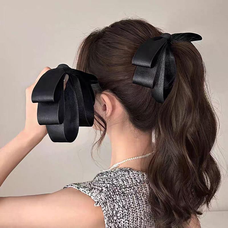 Q59 Kẹp dọc nơ ruy băng kẹp dọc phồng tóc nơ 2 lớp xinh xắn