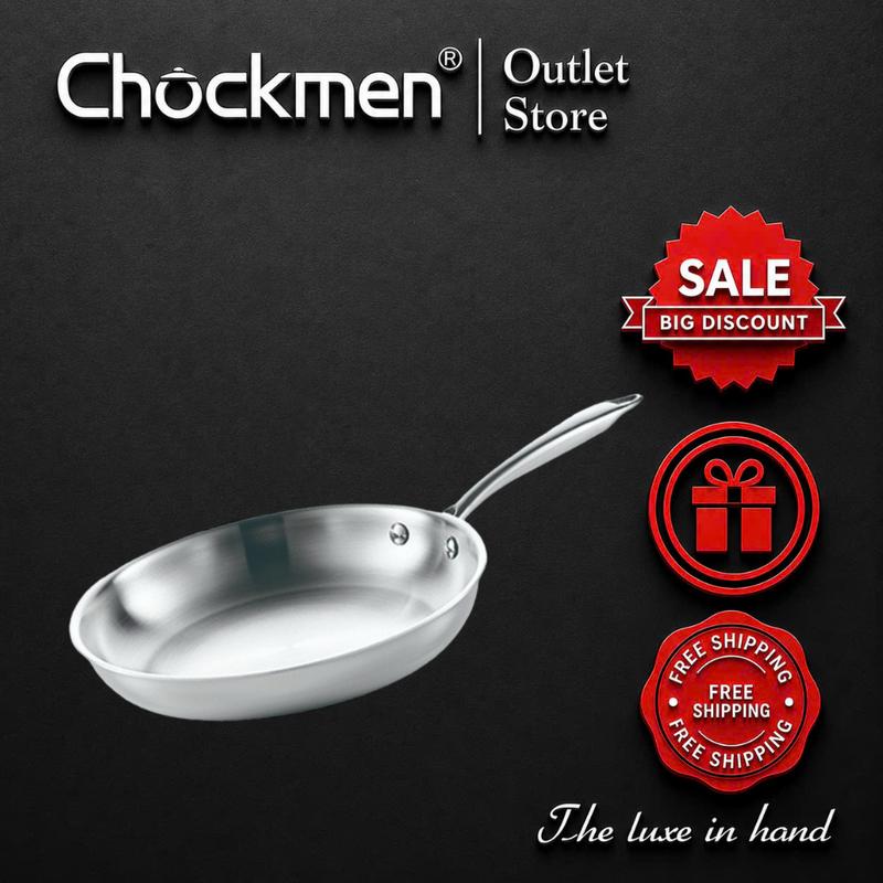 Chảo inox 18/10 liền thân siêu dày, chảo rán chiên xào đa năng dùng mọi loại bếp