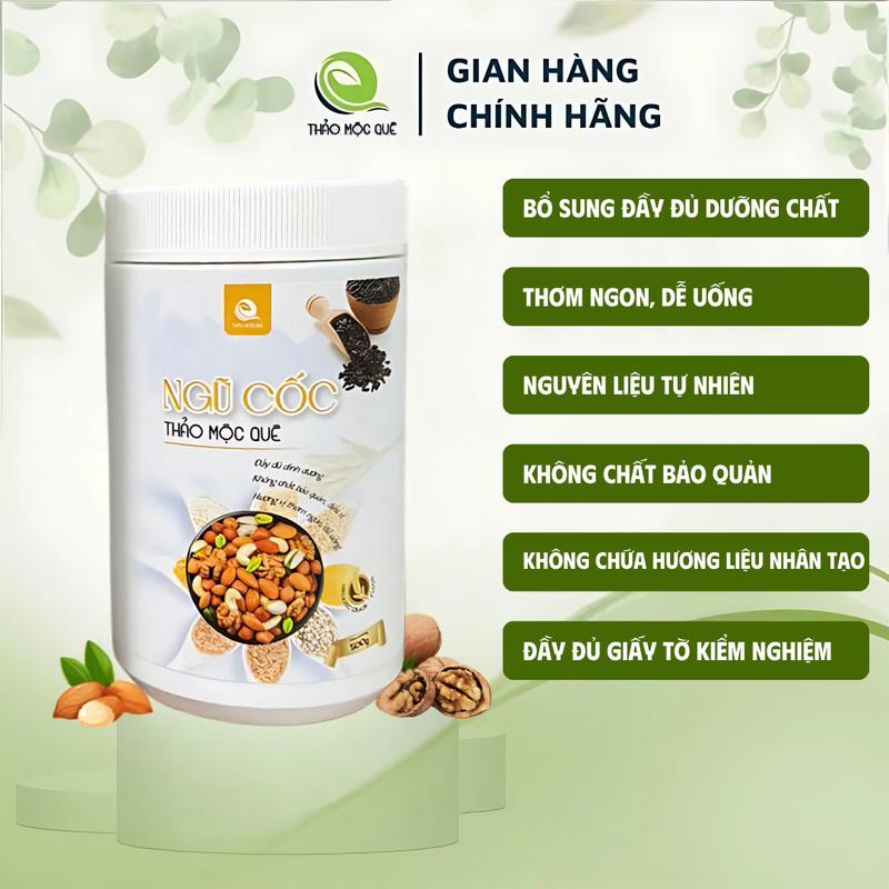  Bột Ngũ Cốc Dinh Dưỡng 17 Thành Phần Thuần Chay THẢO MỘC QUÊ | 500g | Food Thức Ăn Bột Ngũ Cốc Thảo Mộc Quê Granola ngucoc 