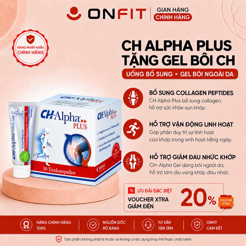 [QUÀ ĐI KÈM] Tuýp Collagen Hỗ Trợ Tái Tạo Phục Hồi Sụn Khớp CH Alpha PLUS 750ml (30 Ống 25ml) Dạng Nước Dễ Hấp Thu