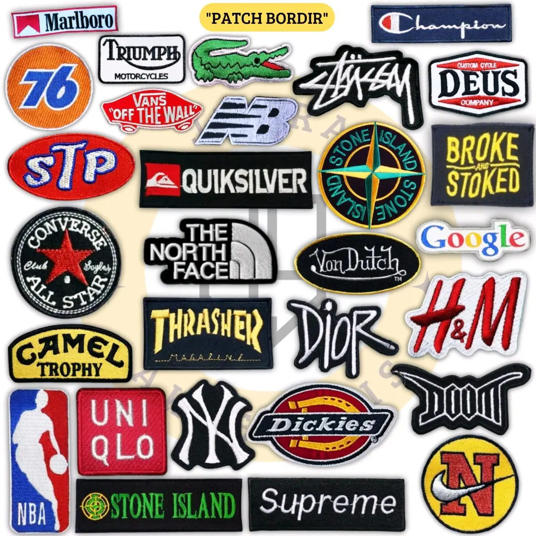 Patch Bordir Jahit Emblem Brand Populer Logo Iron Patch Aksesoris Emblem Bordir Patch