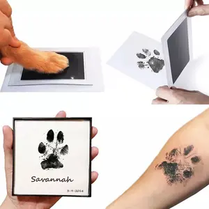 Pet Handprint Footprint Kit No Touch Cat Dog Paw Print Newborn Birth Souvenir Ink Pad New Born Gift - Black
