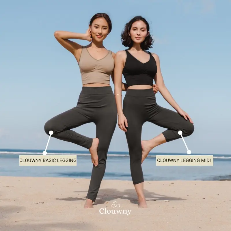 Clouwny Legging Midi Celana Legging 7/8 Sedengkul Bahan Import Korea Fit Panjang Wanita Hitam Pendek Sexy Leggings Dewasa High