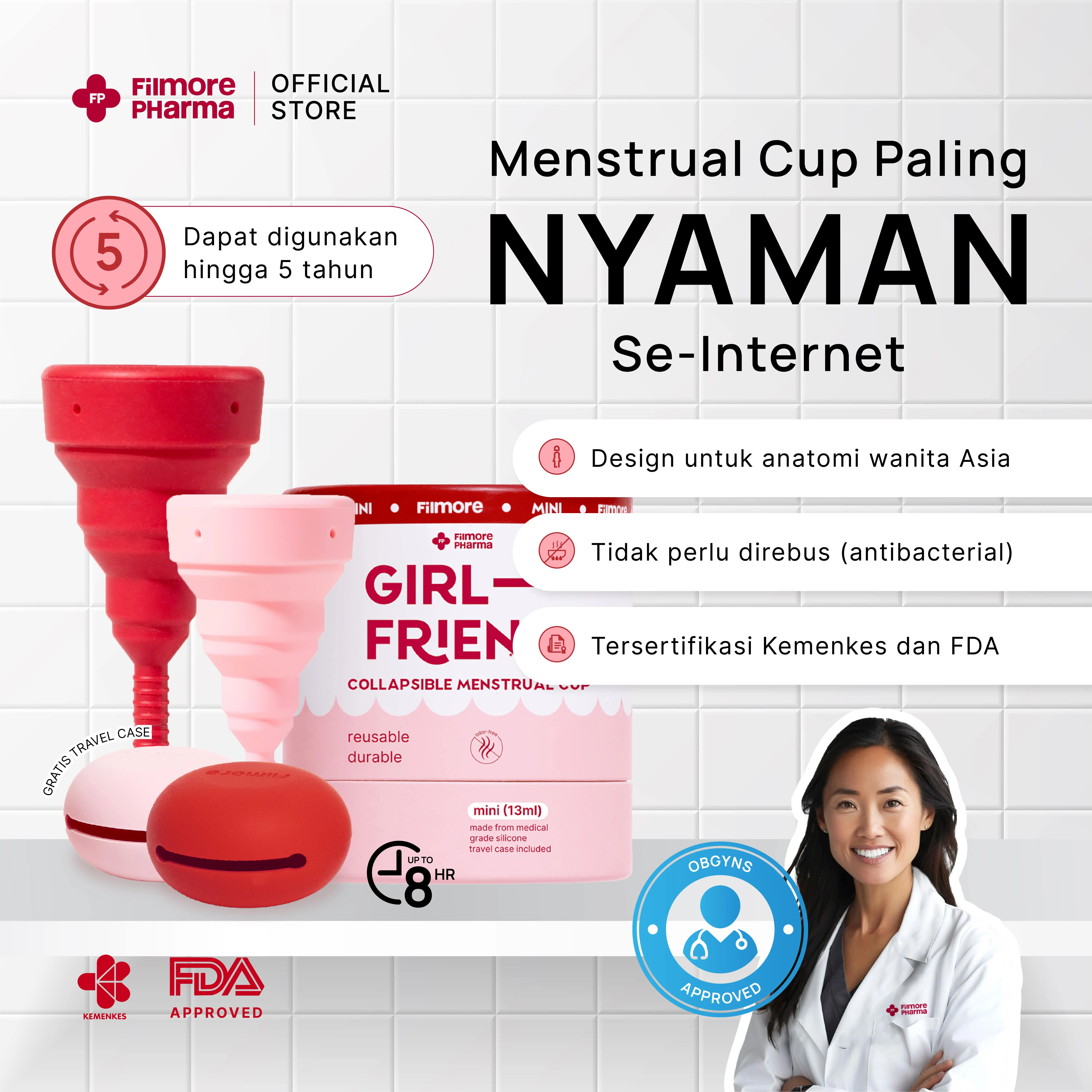 Cangkir Menstruasi FILMORE Girlfriend untuk Perempuan Asia - Medical-Grade Wacker German Silicone