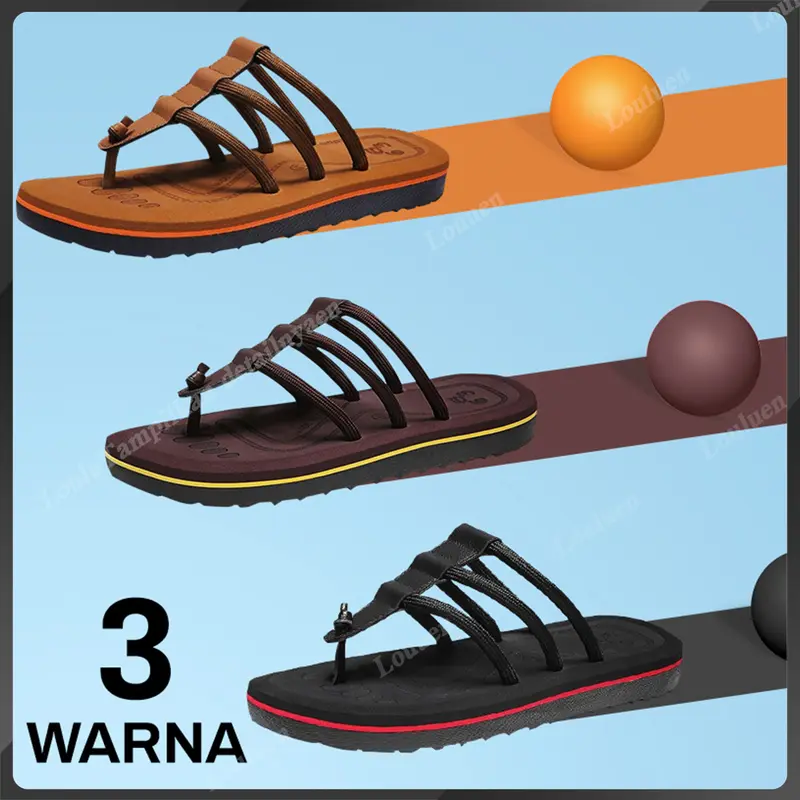 LOULUEN sandal cowok dewasa sandal slop pria sandal pria casual sandal cowok keren sandal selop cowok kece Sendal Jepit flip flops sandal gunung 1