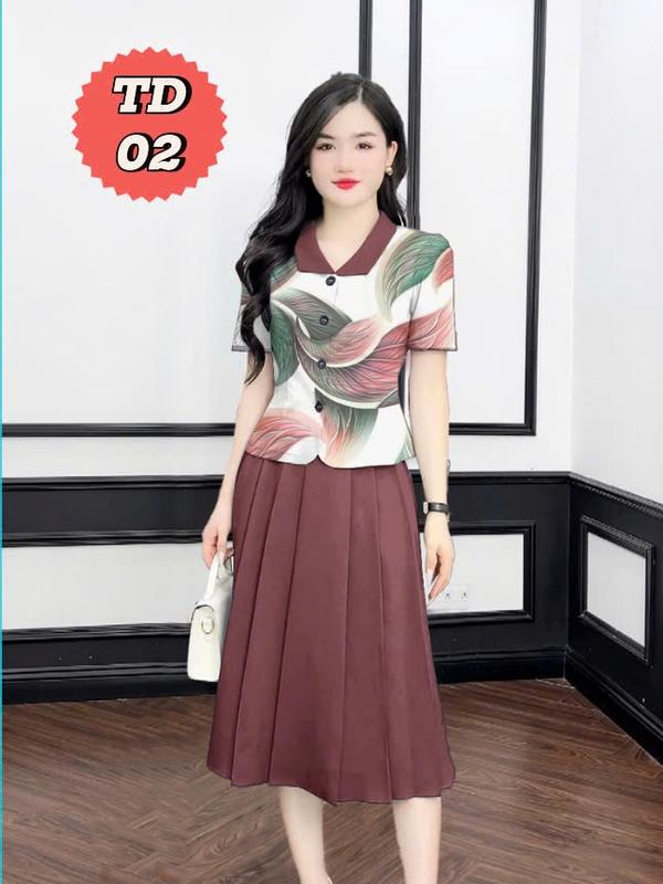 TD02-Set Bộ Áo lụa mango váy cotton cao cấp hàng xuất khẩu loại 1.Mặc mềm mịn thoáng khí cực kỳ thoải mái và tôn dáng. Chất vải đã qua xử lý chống nhăn và co rút