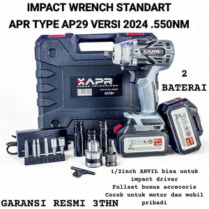 impact wrench APR JAPAN tech mesin pembuka baut ban roda truck mobil motor CVT baterai cordless 88v APR  550nm FULLSET komplit koper
