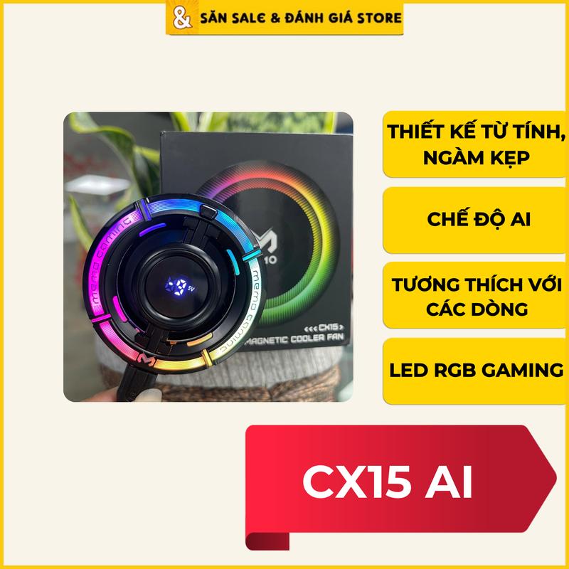   SĂN SALE & ĐÁNH GIÁ  Sò Lạnh CX15 AI - Quạt Tản Nhiệt Điện Thoại + Led Gaming Chế Độ AI Làm Lạnh Cực Sâu +  BH 1 Đổi 1  