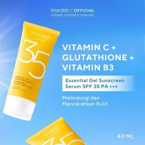 Wardah UV Shield Bright-C Hydrating Sunscreen Serum 40ml SPF 35 PA+++ - Sunscreen Wajah 0% Alkohol dengan Vitamin C + Niacinamide - Brightening + Hydrating Skin, Healthy Glow - Tekstur Ringan, Tidak Lengket, Melembabkan, Mencegah Penuaan Dini