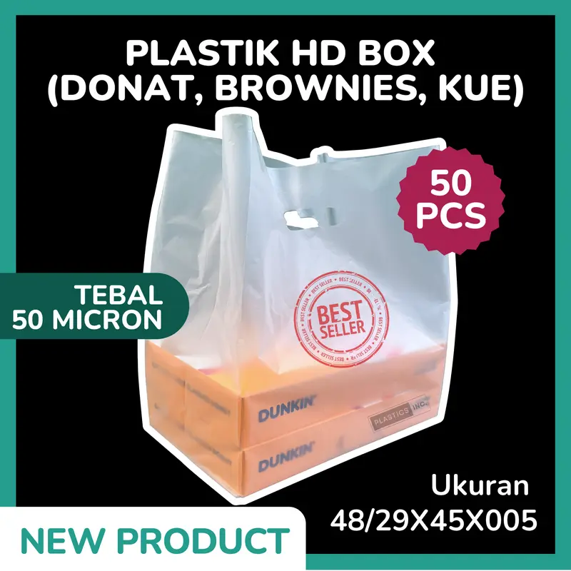 [TERMURAH] Kantong Plastik HD Box Makanan Dove/ Kresek Kemasan/ Bungkus Donat 6 Pcs 1/2 lusin Brownies Kue Snack 29x45x005 L 9.5 cm 0