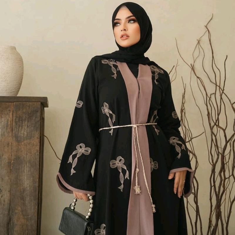 Abaya Tasya Pita Arabian Style Muslim Gamis Dewasa - Bahan Jetblack Bonanza - Ukuran S-XXL - Wanita Hitam Dress Turki Bordir Mewah 5