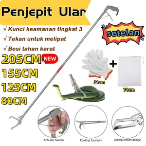 Alat Penjepit Ular 205CM Stainless Steel Dilipat Sarung Tangan & Tas Anti-slip Handle Kunci Otomatis Teknologi Terbaik