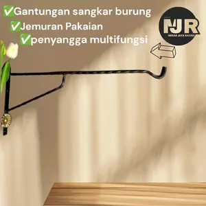 Gantungan Sangkar Burung Kait Dinding Jemuran Pakaian Multifungsi