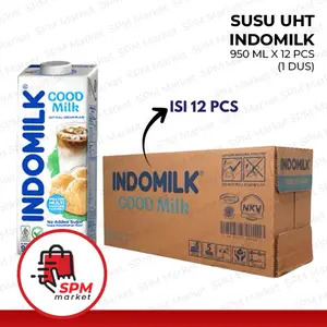 Susu UHT Indomilk 950ml Full Cream Plain / 1 Dus isi 12 Pcs