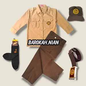 Barokah.Nian Setelan Seragam Sekolah SD Pramuka Baju Pramuka Penggalang Lengan Panjang Celana Panjang Lengkap Aksesoris Kelas 1-6 SD