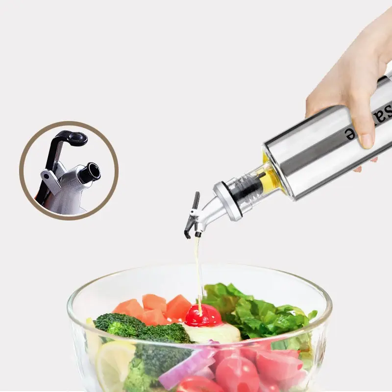 Botol Kaca Tempat Bumbu Botol Minyak Goreng Kaca Stainless Steel Tempat Kecap Syrup Olive Oil 4