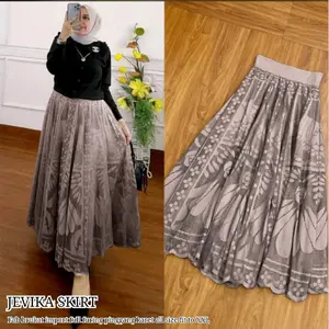 D'Chic Jevika Skirt Rok Bahan Brukat Import Bisa COD Warna Milo BW Grey White Navy Maron   White Best Seller IMPORT