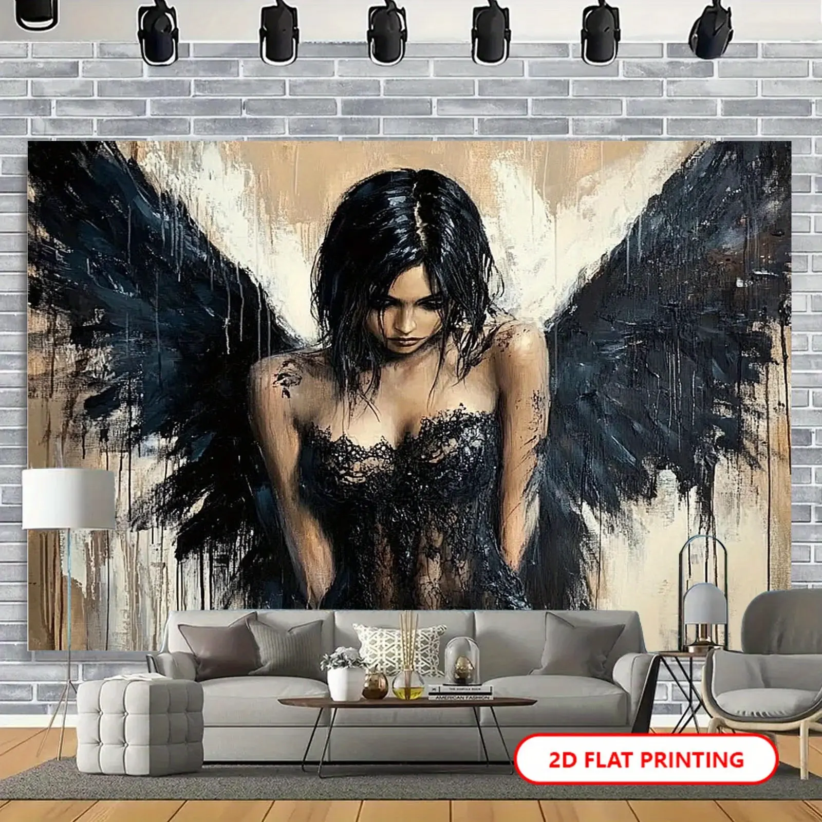 Permadani cetak digital bergaya Gotik yang indah dengan potret seorang wanita. Terbuat dari serat poliester. Cocok untuk dekorasi rumah di kamar tidur dan ruang tamu. Termasuk pengait untuk menggantung.