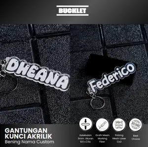 Souvenir Gantungan Kunci Custom Nama Akrilik (BENING)