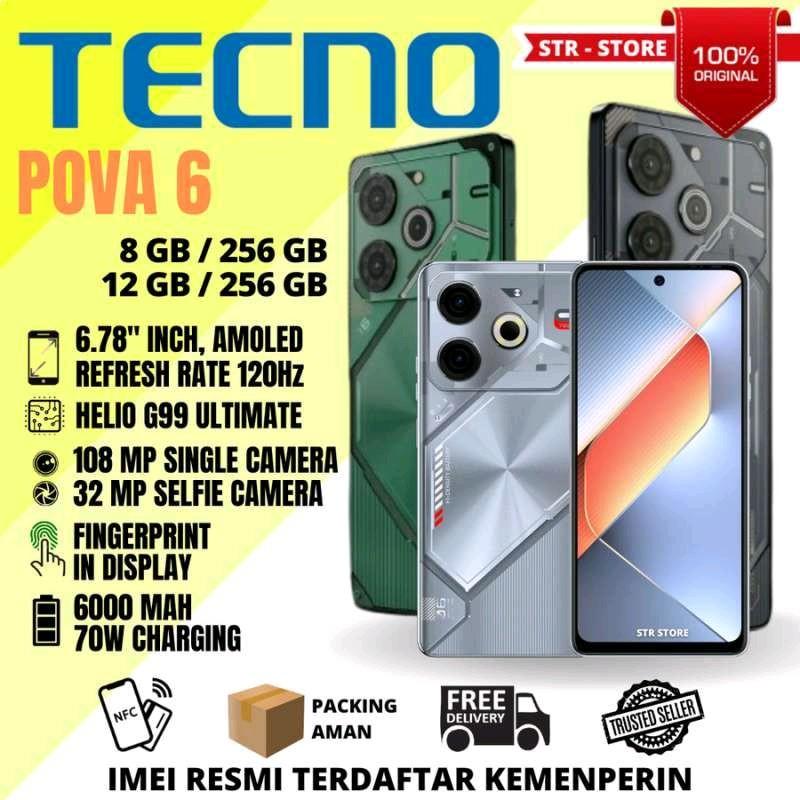 Tecno Vova 6 8/256GB  vova 6 pro 5G 12/256gb Original Garansi Resmi - Bluetooth, Kaca, Led, Radio - Tws 3