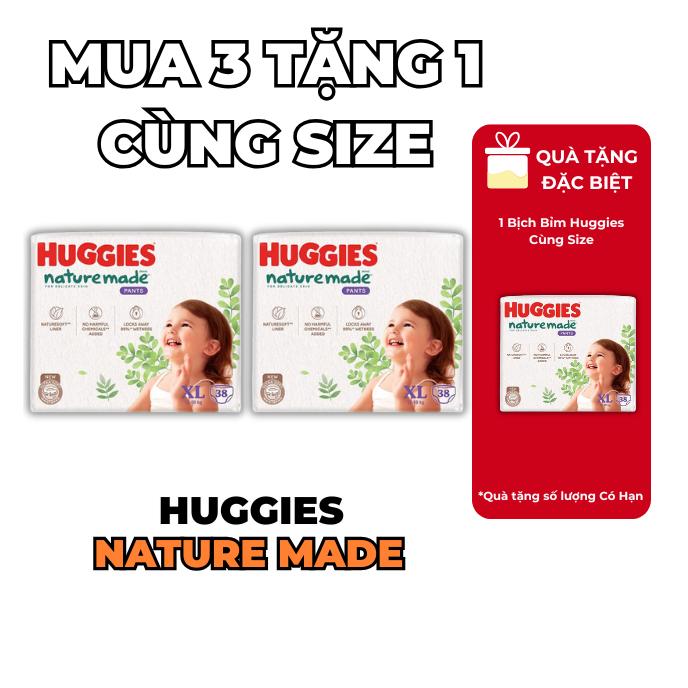MUA 3 TẶNG 1 - Tã dán Tã quần Huggies Nature Made Cho Bé NB60 M58 L44 XL38 XXL26 Huggies Platinum- MC591