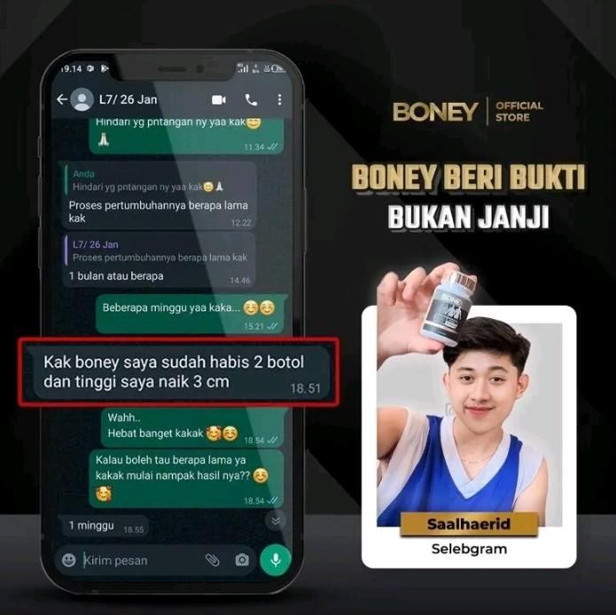 Boney Peninggi badan Suplemen kesehatan Tulang Pria & Wanita Naik 5-15 CM Aman BPOM Original 2