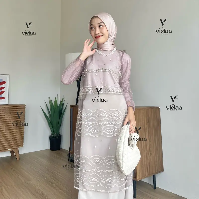 Jaara tunik | tunik brukat | lebaran kondangan ootd 1