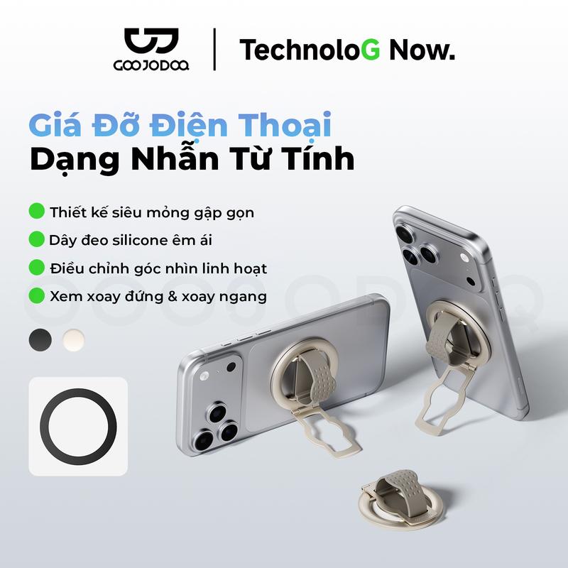 [GOOJODOQ*KOL/KOC] Giá Đỡ Điện Thoại Dạng Nhẫn Từ Tính,Thiết kế siêu mỏng gập gọn,Dây đeo silicone êm ái,Điều chỉnh góc nhìn linh hoạt,Xem xoay đứng & xoay ngang