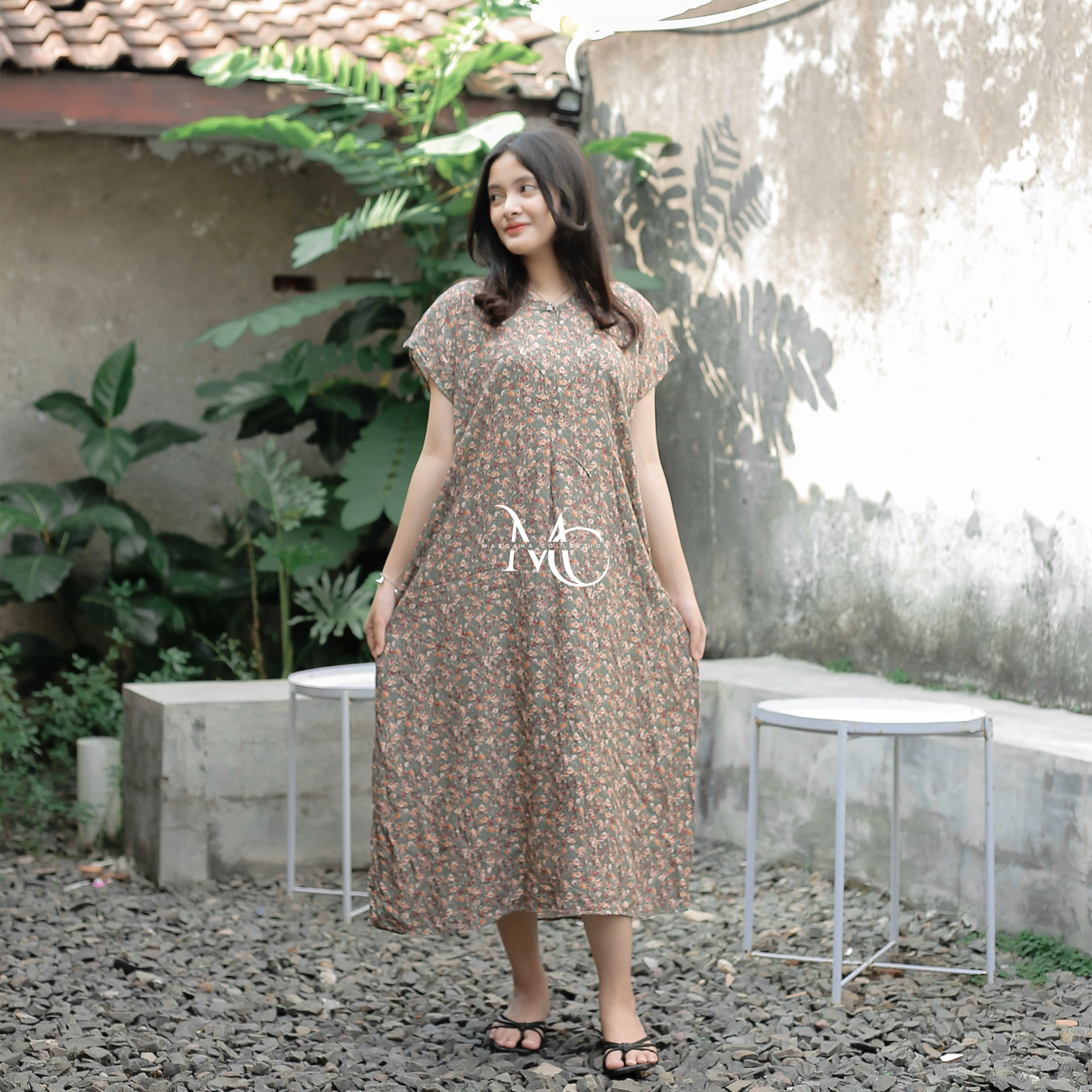 LONG DASTER KEKINIAN RAYON MOTIF SILVY DAILY BUSUI FRIENDLY CANTIK