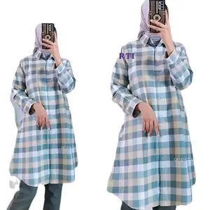 GERAI WINARTI LONG BONE TUNIK KOTAK LD 110 ATASAN KATUN JUMBO WANITA BLOUSE KEMEJA KEKINIAN Oversize Kancing