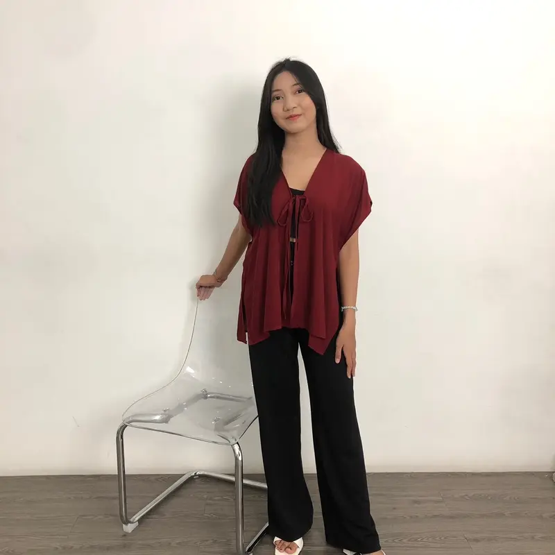 Nina outer batwing big size  Cardigan Panjang Wanita Kardigan Casual Katun Oversize Basic Atasan  Nyaman 5