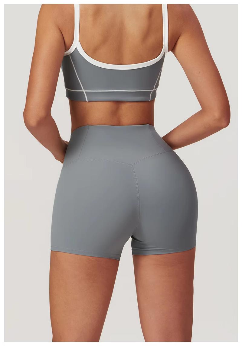 Product Introduction of Nude Skinny Yoga Shorts High Waist Lift Hip Outdoor Fitness Shorts Women Running Sports Fitness biker  shorts 6