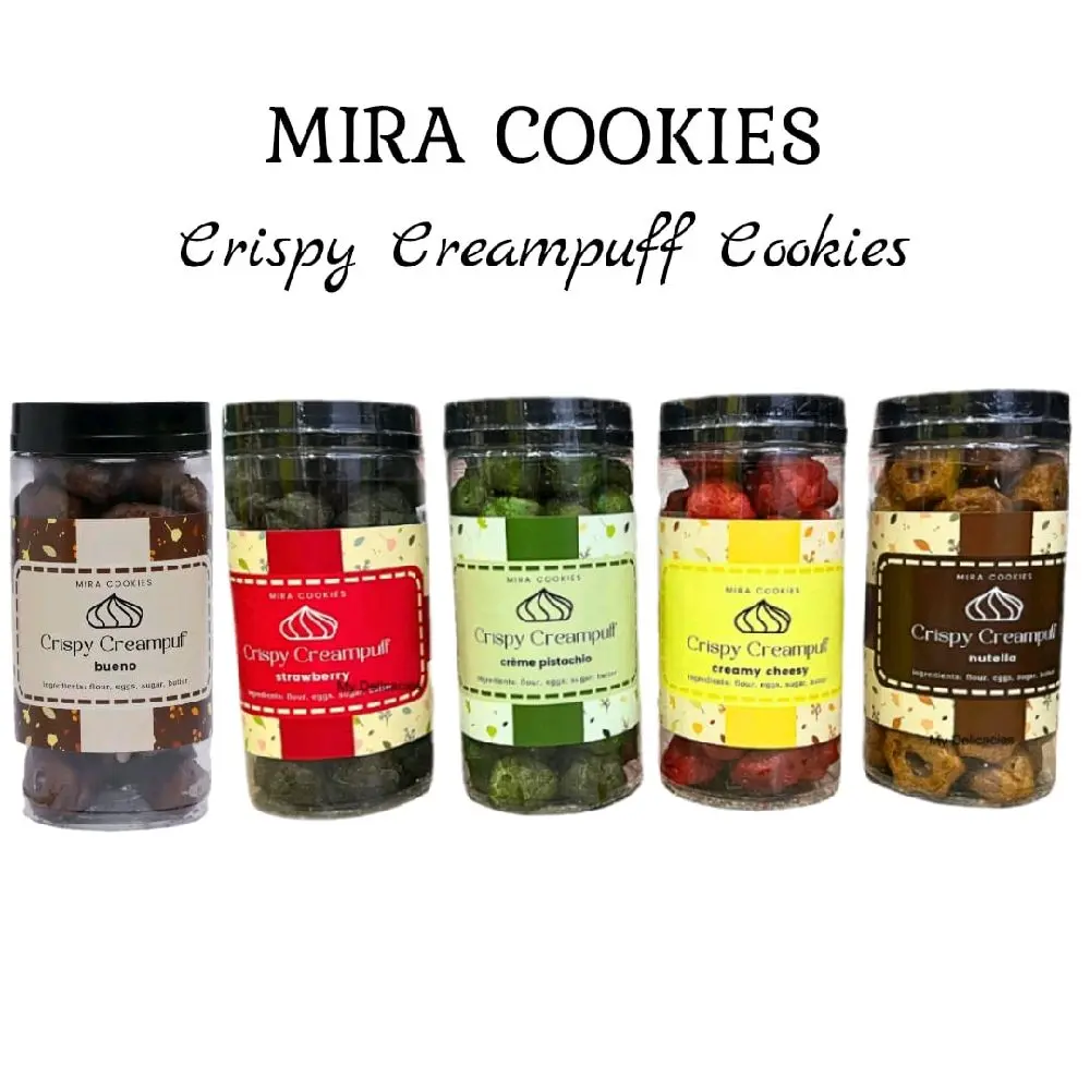 Mira Cookies. Crispy Creampuff Cookies with 5 filling variaties.