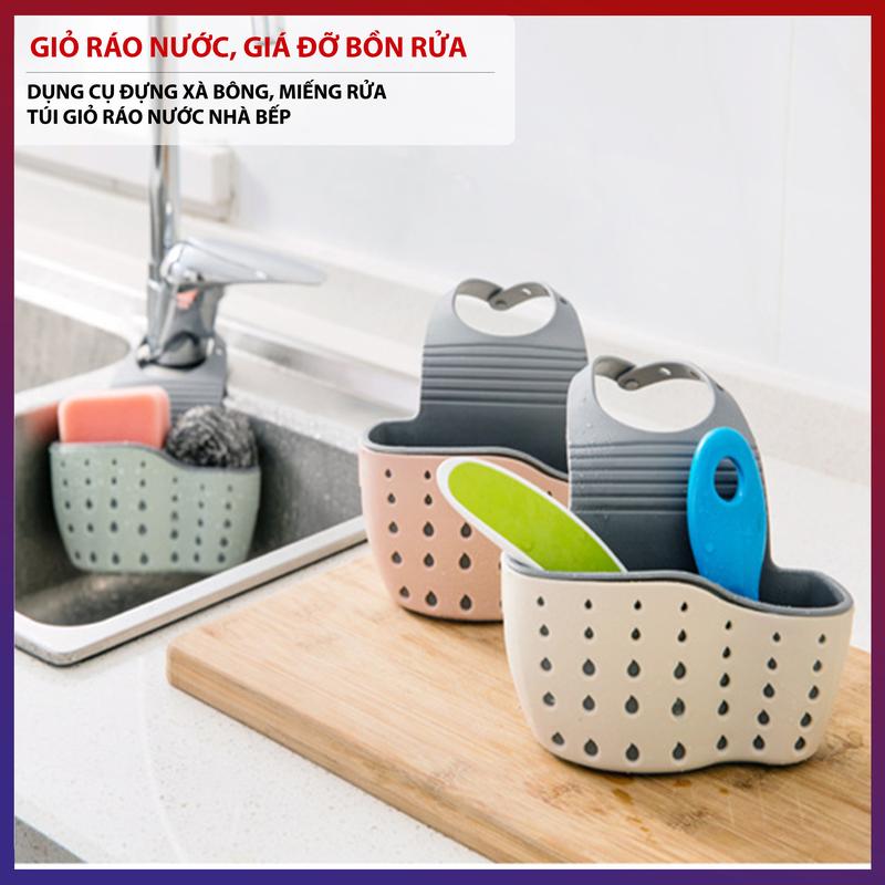  Giỏ Ráo Nước Giỏ Treo Đồ Rửa Bát 2 Lớp ,Dụng Cụ Đựng Xà Bông Miếng Rửa Túi Giỏ Ráo Nước Nhà Bếp 