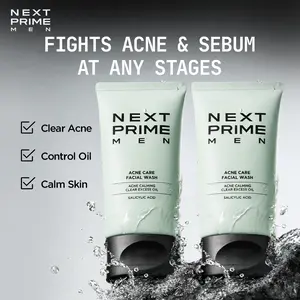 NEXTPRIME Acne Care Facial Wash 100gr – Pembersih Wajah Pria untuk Kulit Berjerawat Mengurangi Jerawat Meredakan Iritasi & Menjaga Kelembapan Kulit Mencegah Jerawat Baru Mengandung Salicylic Acid Ekstrak Dendrobium & Glycerin Tanpa Membuat Kulit Kering