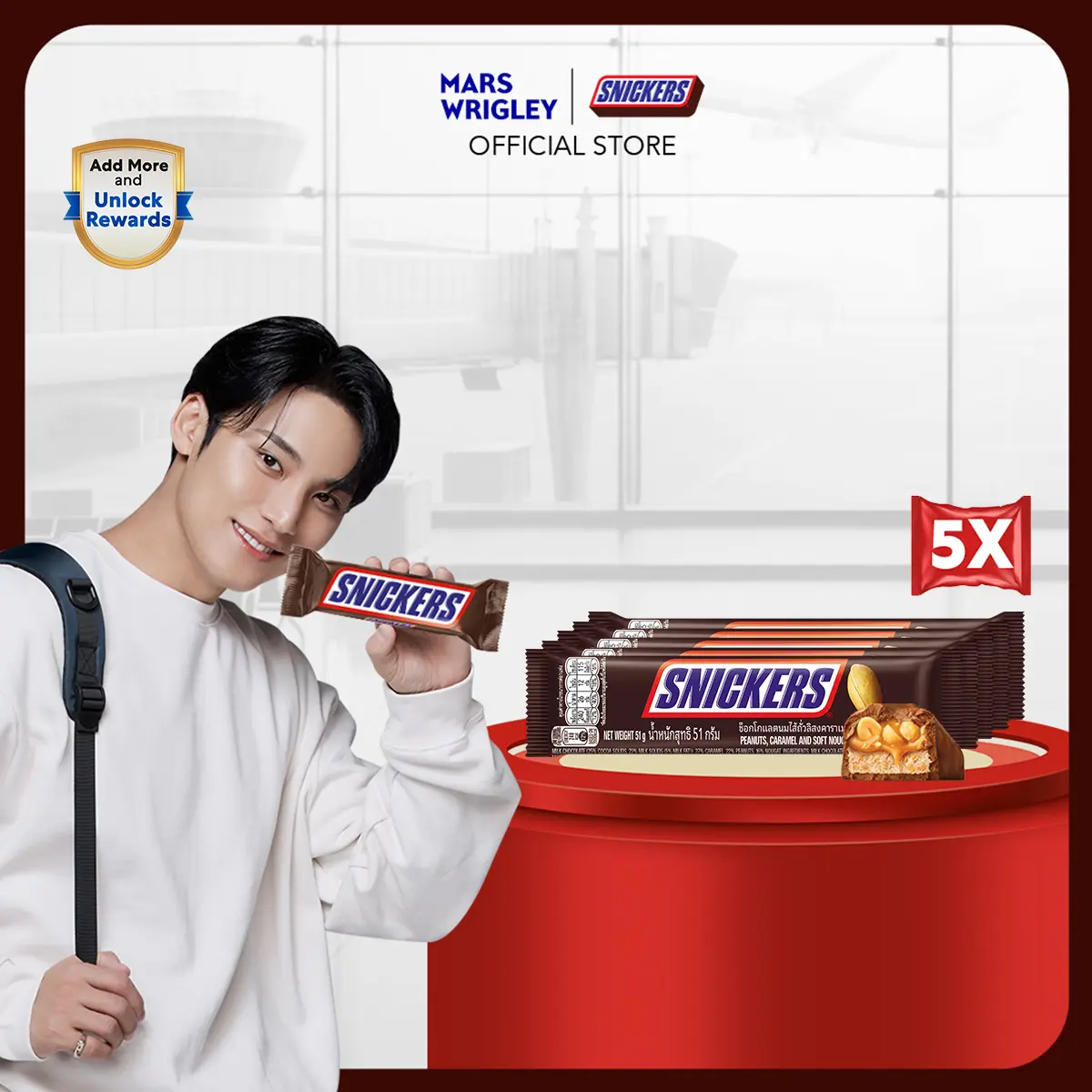 [MINGYU's Favorite] SNICKERS Single Peanut 51g x 5 [Snack/Chocolate/Bar]