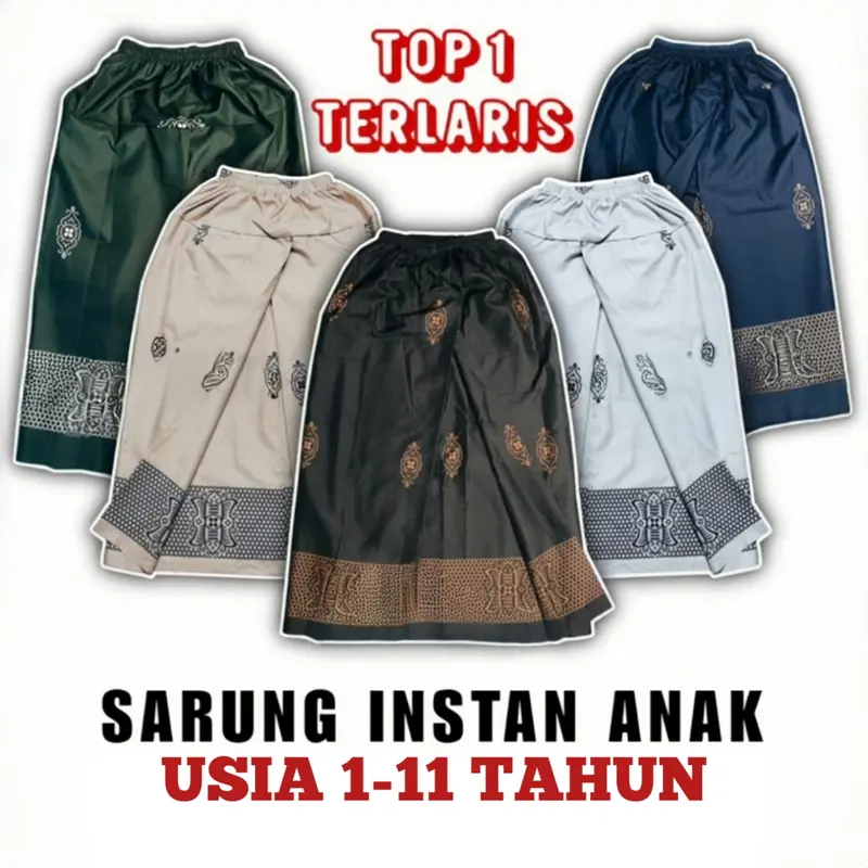 sarung anak instan karet pinggang sarung batik anak gus iqdam usia 1-11 tahun cod 1