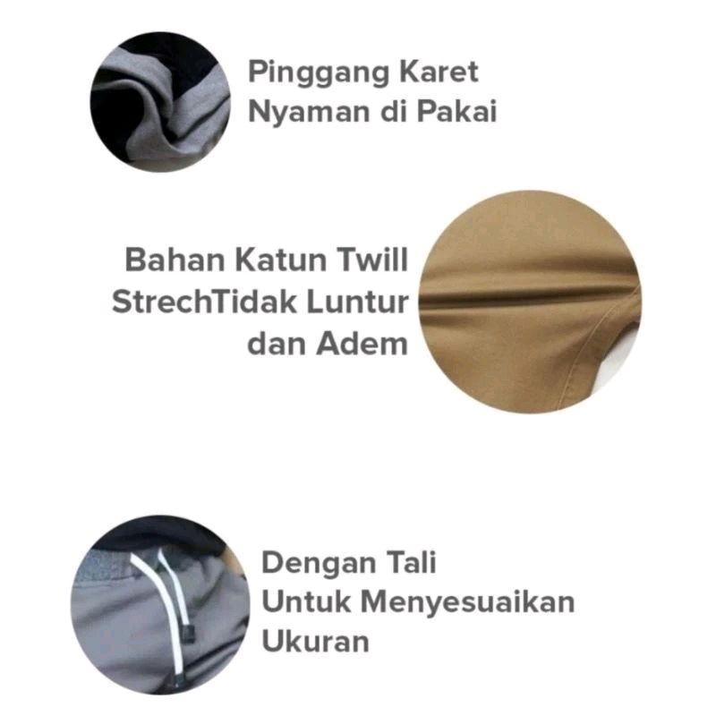 Hemat Isi 2 Celana Chino Panjang Pants Slimfit Stretch Pinggang Karet Celana Pria Dewasa Distro Nyaman 2