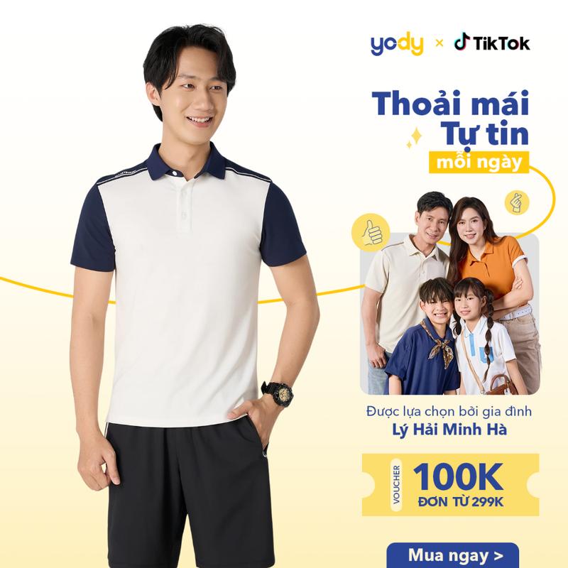 YODY Áo Polo Nam Polo Ponte Roma Cool Phối Vai MAPO25S039