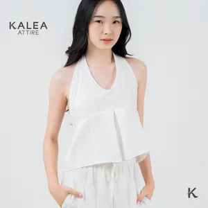 Tiffany Linen top Halter by Kalea Attire | Halter neck top | Linen top | backless halter neck | atasan pantai wanita | atasan summer | atasan linen top