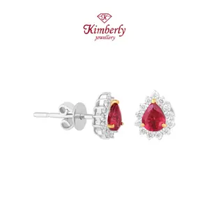 Anting Berlian Pearshape Batu Ruby KER1291483 - Kimberly Jewellery