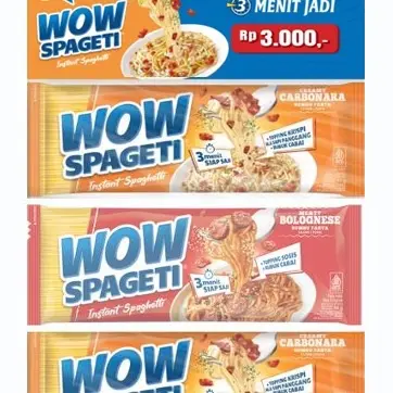 Mie Instan Wow Spageti Rasa Ori untuk Santapan Siap Saji - Food Noodles Spaghetti 0