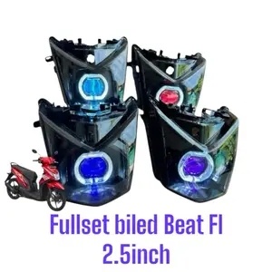 Fullset lampu depan reflektor beat fi biled ala ala 2,5 inci super terang beat tahun 2013 - 2015